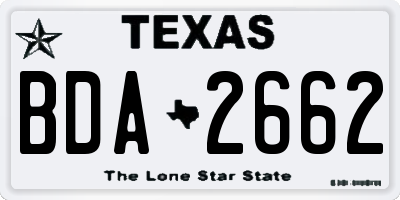 TX license plate BDA2662