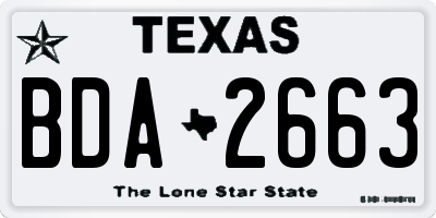 TX license plate BDA2663