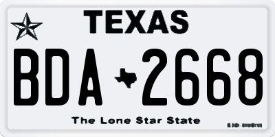 TX license plate BDA2668