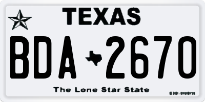 TX license plate BDA2670