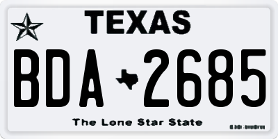TX license plate BDA2685