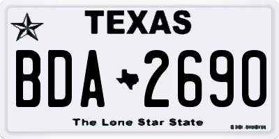 TX license plate BDA2690