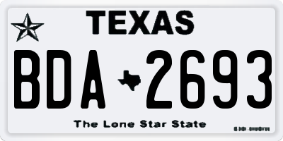 TX license plate BDA2693