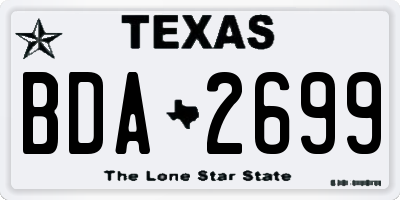 TX license plate BDA2699