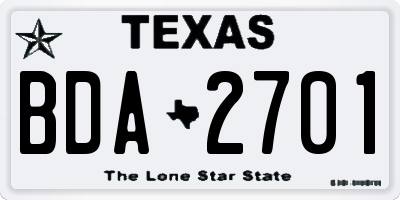 TX license plate BDA2701