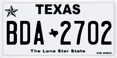 TX license plate BDA2702