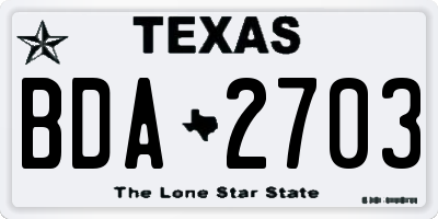 TX license plate BDA2703