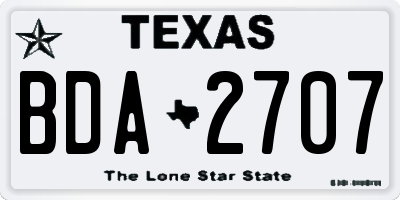 TX license plate BDA2707