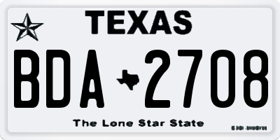 TX license plate BDA2708
