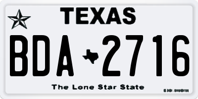 TX license plate BDA2716