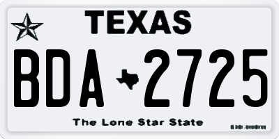 TX license plate BDA2725