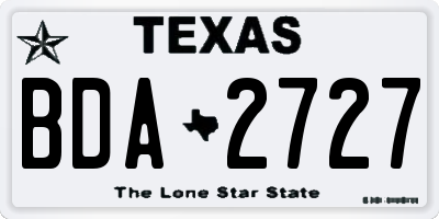 TX license plate BDA2727