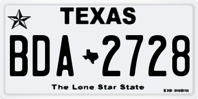 TX license plate BDA2728