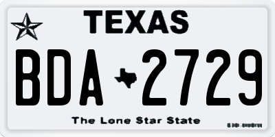 TX license plate BDA2729