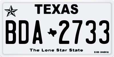 TX license plate BDA2733