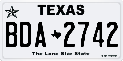 TX license plate BDA2742