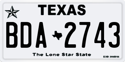 TX license plate BDA2743