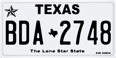 TX license plate BDA2748