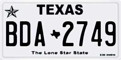 TX license plate BDA2749
