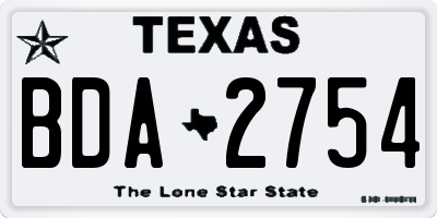 TX license plate BDA2754
