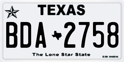 TX license plate BDA2758