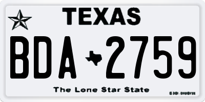 TX license plate BDA2759