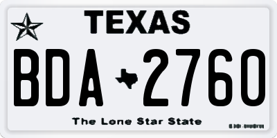 TX license plate BDA2760