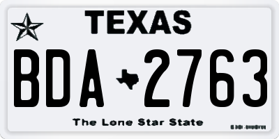 TX license plate BDA2763