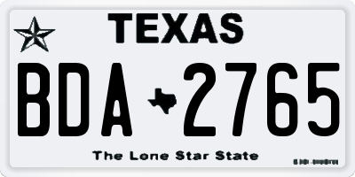 TX license plate BDA2765