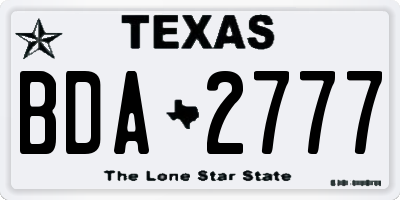 TX license plate BDA2777