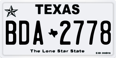 TX license plate BDA2778