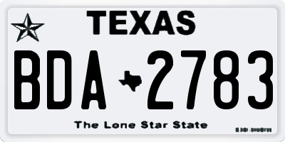 TX license plate BDA2783