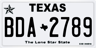 TX license plate BDA2789