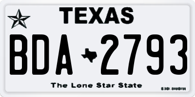 TX license plate BDA2793