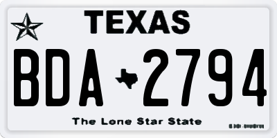 TX license plate BDA2794