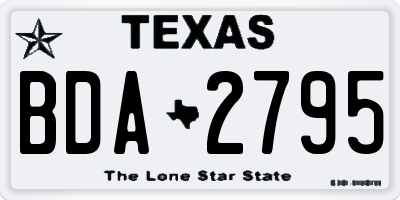 TX license plate BDA2795