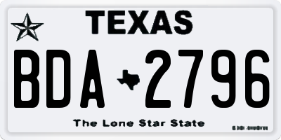 TX license plate BDA2796
