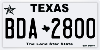 TX license plate BDA2800
