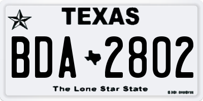TX license plate BDA2802