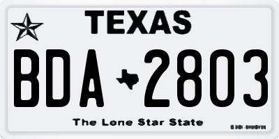 TX license plate BDA2803