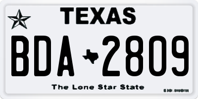 TX license plate BDA2809