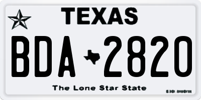 TX license plate BDA2820