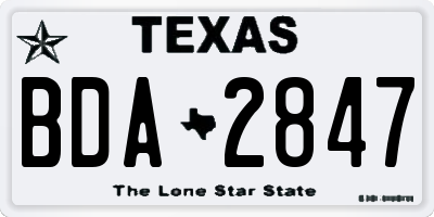 TX license plate BDA2847