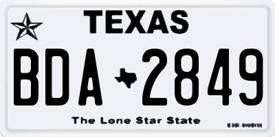 TX license plate BDA2849