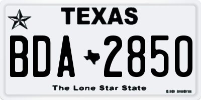 TX license plate BDA2850
