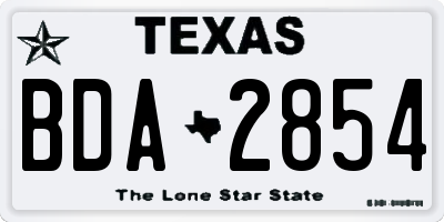 TX license plate BDA2854