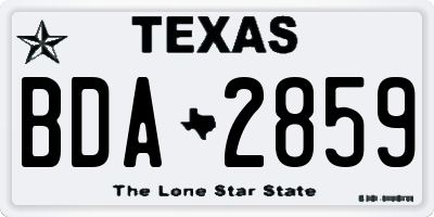 TX license plate BDA2859