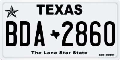 TX license plate BDA2860