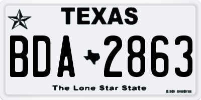 TX license plate BDA2863