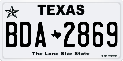 TX license plate BDA2869